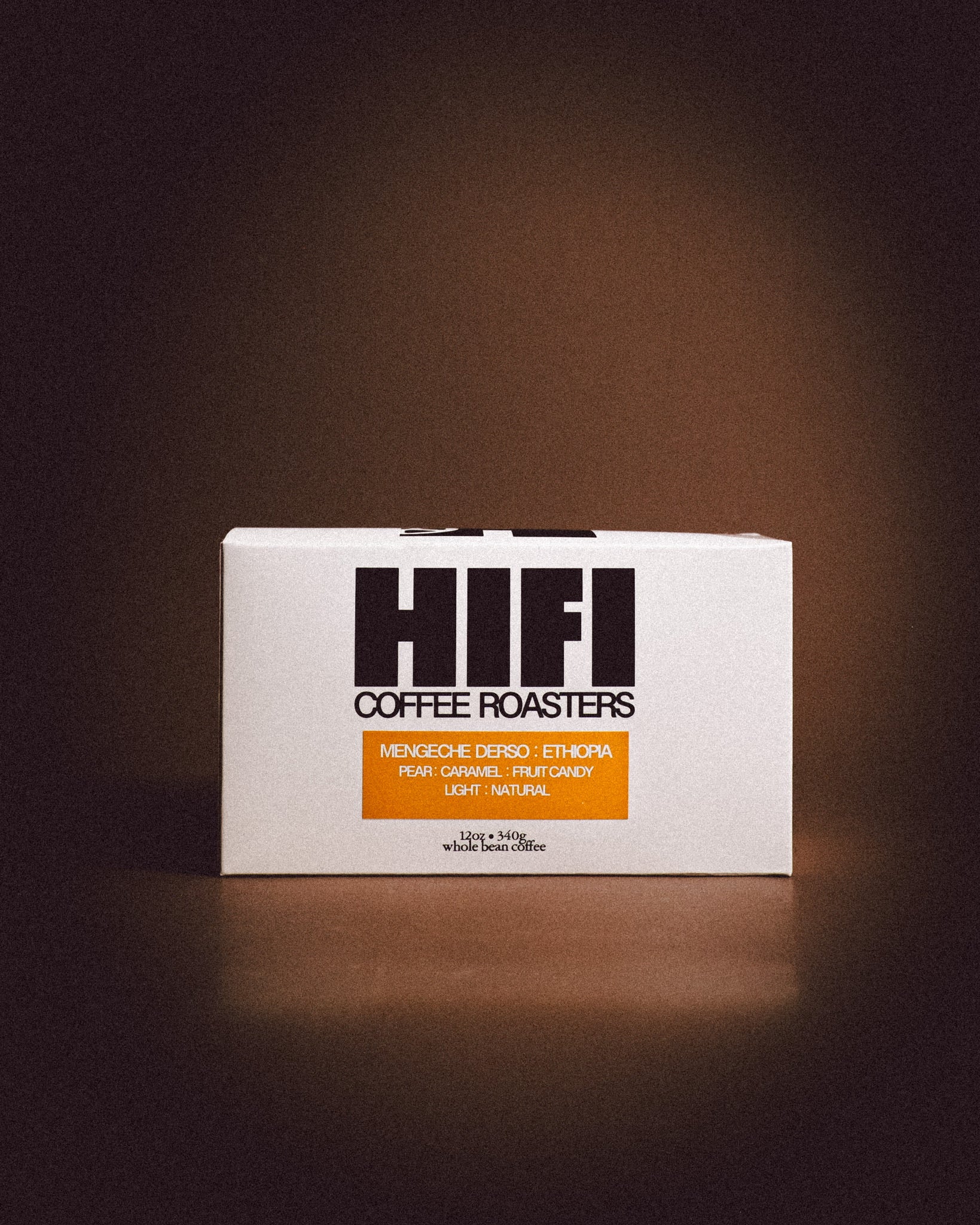 HFI Coffee Roasters packaging on a dark background