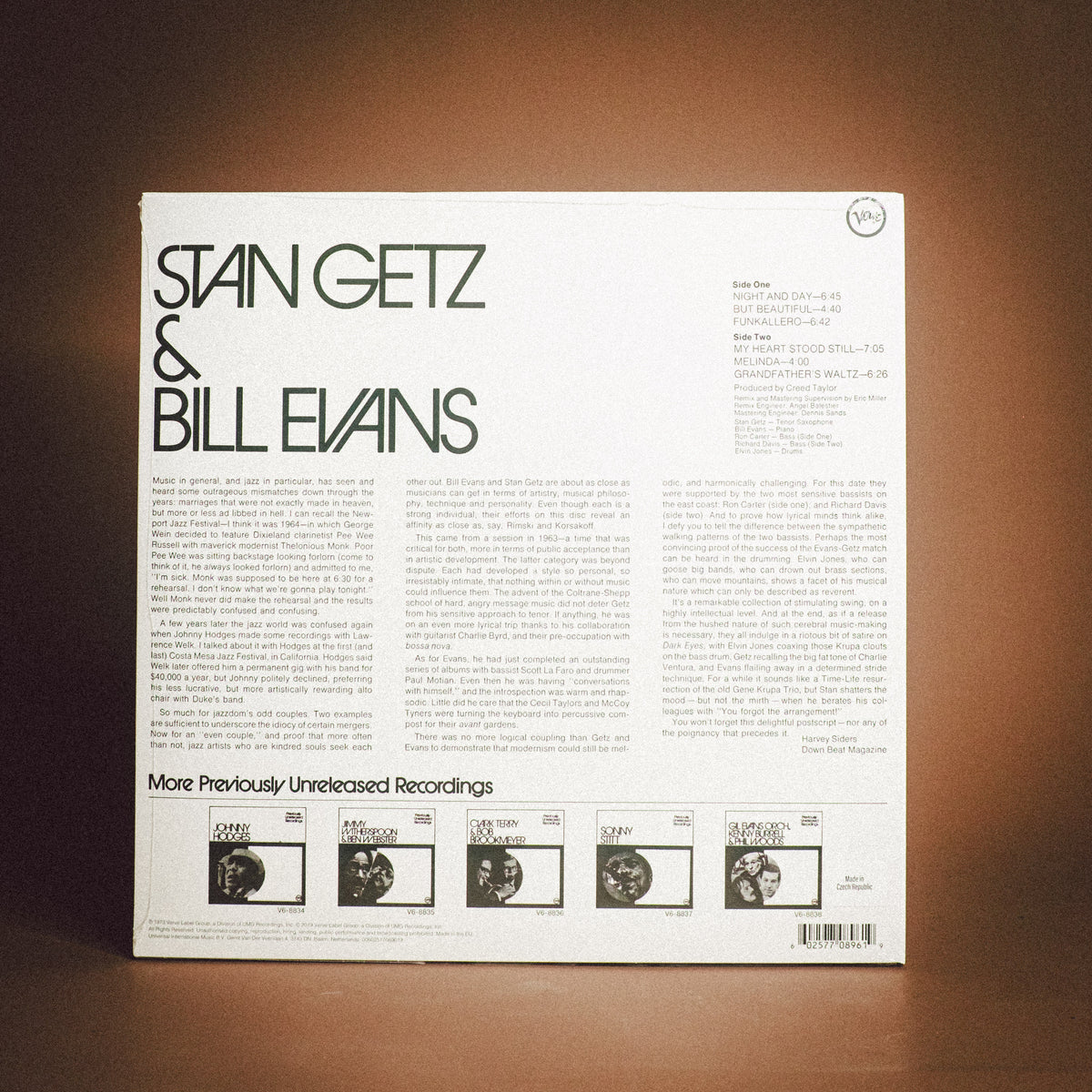 Stan Getz & Bill Evans - Previously Unreleased Recordings (Verve Vital Vinyl)