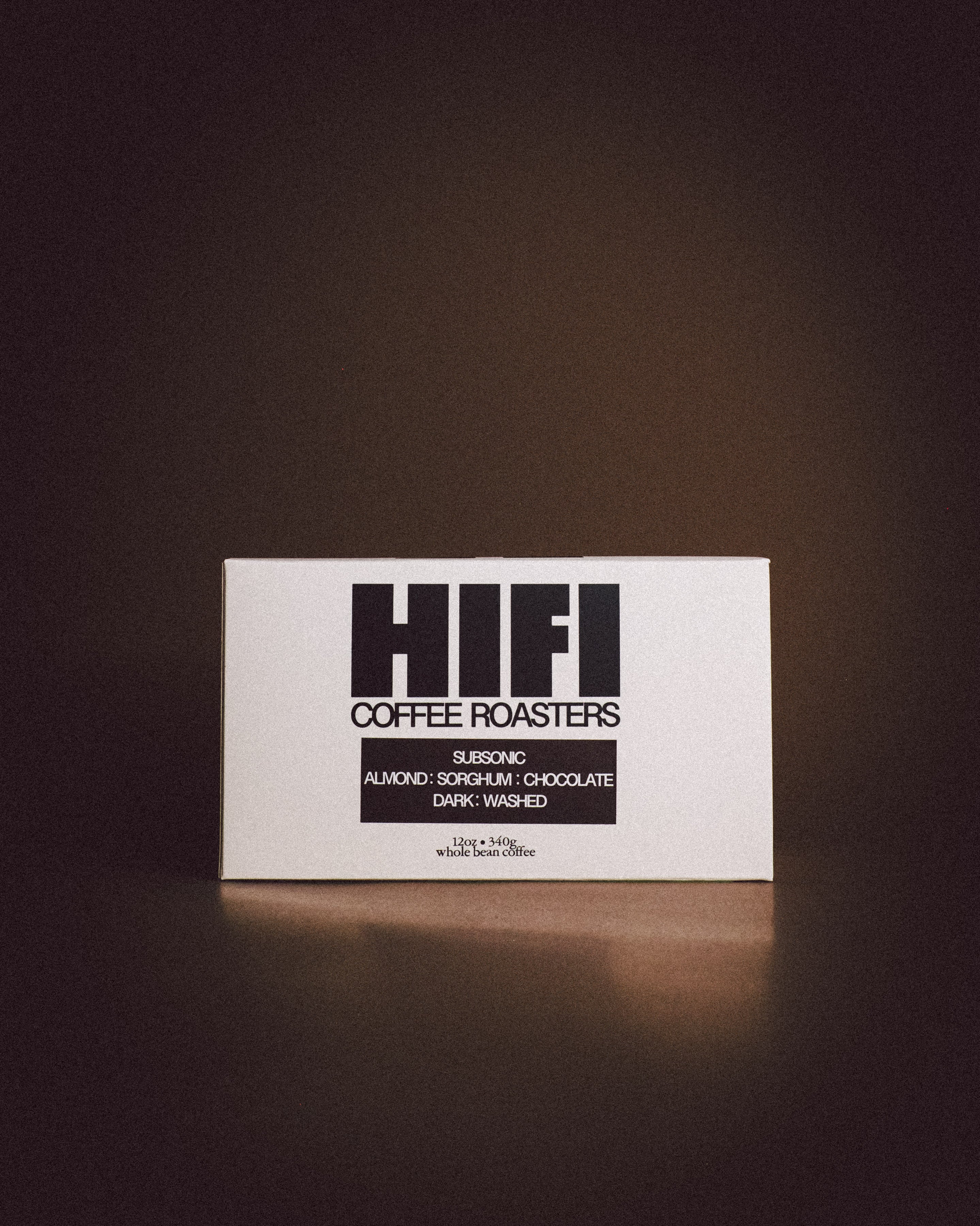 HIFI Coffee Roasters packaging on a dark background