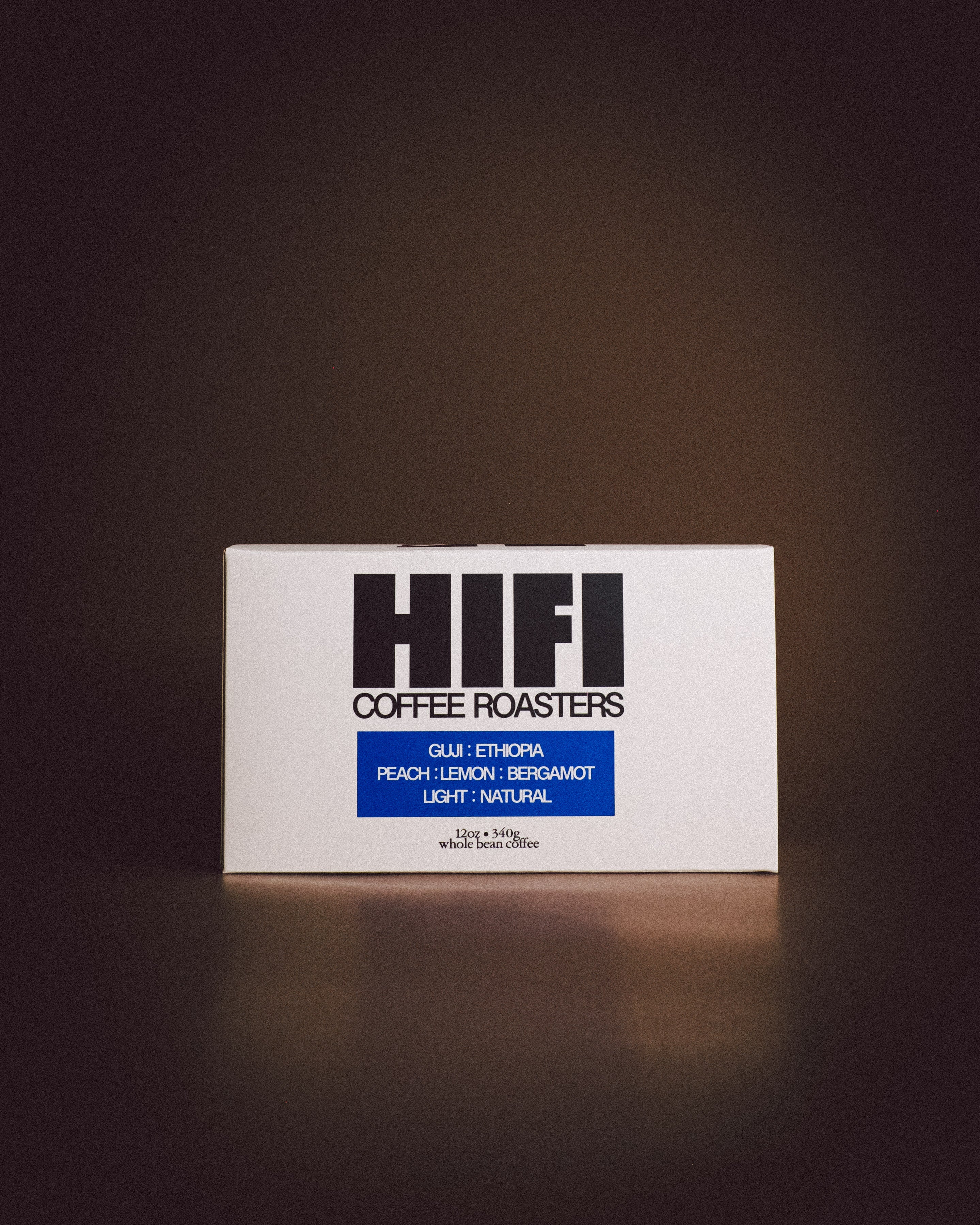 HIFI Coffee Roasters packaging on a dark background